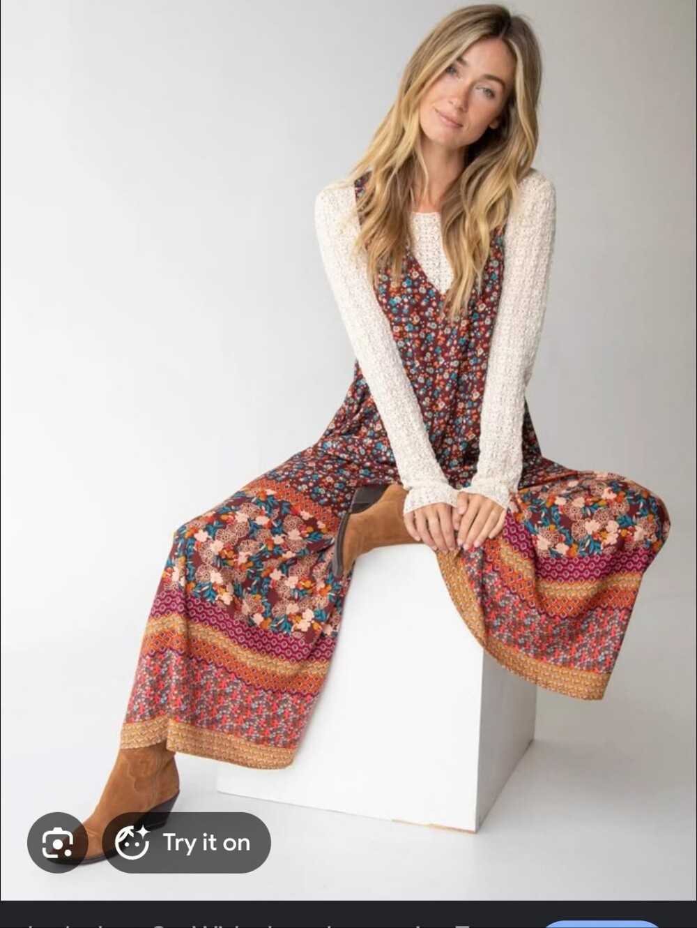 Natural Life Women's Let's Just Go Wide Leg Jumpsuit Sz XS Boho Maroon Floral - Picture 3 of 8